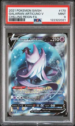 2021 POKEMON SWORD & SHIELD CHILLING REIGN FULL ART/GALARIAN ARTICUNO V PSA 9 - Image 1