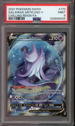 2021 POKEMON SWORD & SHIELD CHILLING REIGN FULL ART/GALARIAN ARTICUNO V PSA 9 - Image 1