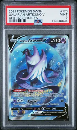 2021 POKEMON SWORD & SHIELD CHILLING REIGN FULL ART/GALARIAN ARTICUNO V PSA 9 - Image 1