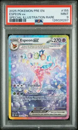 2025 POKEMON PRE EN-PRISMATIC EVOLUTIONS #155 ESPEON EX PSA 9 - Image 1