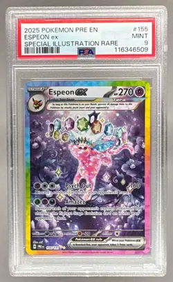 6509 Espeon ex 2025 Pokemon SV Prismatic Evolutions - PRE EN #155 PSA 9 - Image 1