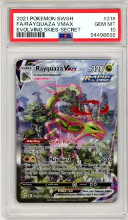 Rayquaza VMAX 218/203 Alt Art Secret Evolving Skies Pokemon TCG GEM MINT PSA 10 - Image 1