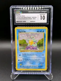 ⭐ CGC Gem Mint 10 ⭐ Squirtle 001/034 Trading Card Game Classic Holo - Image 1