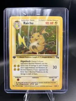 Pokemon TCG Raichu Fossil Holo Rare Card 14/62 1st Edition MP - Image 1