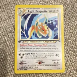 Pokemon Light Dragonite Neo Destiny 14/105 Holo Rare Unlimited HP/100 English - Image 1