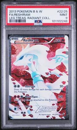 2013 POKEMON B&W LEGEND TREASURES RADIANT COLL #RC22 FULL ART/RESHIRAM PSA 9 - Image 1