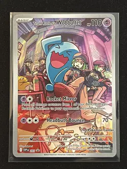 Pokemon TCG Pokemon Center Stamped Team Rocket's Wobbuffet ETB Promo Card 203 - Image 1