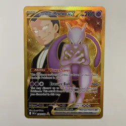 Pokemon TCG Mewtwo EX Team Rockets Gold Rare Card 240/182 Destined Rivals - Image 1