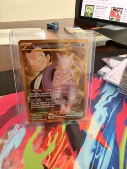 Pokemon TCG Mewtwo EX Team Rockets Gold Rare Card 240/182 Destined Rivals - Image 1