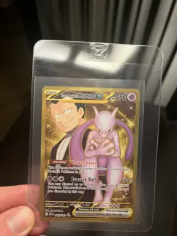 ⭐Gold⭐ Team Rocket’s Mewtwo ex 240/182 Destined Rivals Hyper Rare Pokemon Card - Image 1