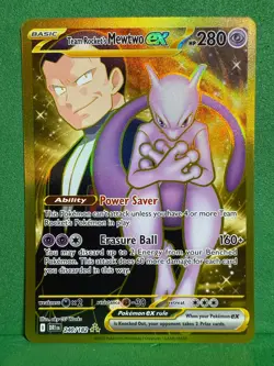 ⭐Gold⭐ Team Rocket’s Mewtwo ex 240/182 Destined Rivals Hyper Rare Pokemon Card - Image 1