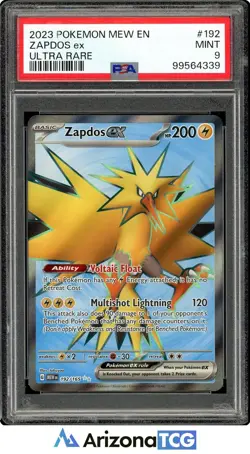 Pokemon 2023 Zapdos ex 192/165 Full Art Ultra Rare Scarlet & Violet 151 PSA 9 - Image 1