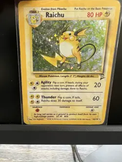 Pokemon Raichu Base Set 2 Holo Rare 80HP 016/130 English 2000 Card - Image 1