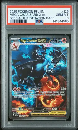 2025 POKEMON PFL EN-PHANTASMAL FLAMES #125 MEGA CHARIZARD X EX PSA 10 - Image 1