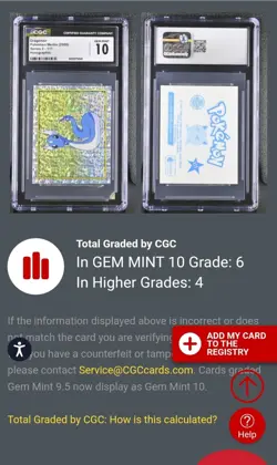 CGC 10 2000 Dragonair Pokemon Merlin Series 2 #111 Holographic GEM 10 - Image 3