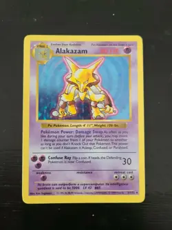 Pokemon TCG Alakazam Base Set 1/102 Holo Shadowless Holo Rare - Image 1