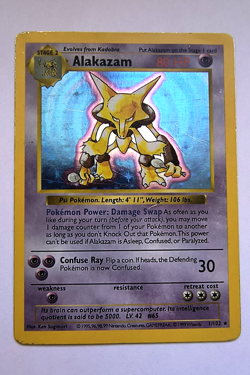 Pokemon Alakazam TCG Base Set Holo Shadowless 1/102 MP Condition - Image 1