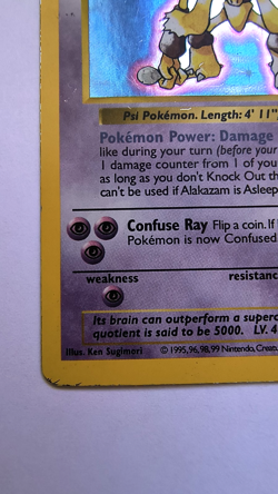 Pokemon Alakazam TCG Base Set Holo Shadowless 1/102 MP Condition - Image 4