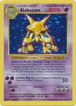 Pokemon TCG - Alakazam - 1/102 - Rare Holo - Shadowless - Base Set [Light Play] - Image 1