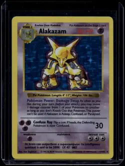 Pokemon TCG Alakazam 1/102 Base Set Shadowless Holo Rare MP - Image 1
