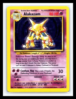 💥 ALAKAZAM | Pokemon TCG 1999 | (BASE SET) Holo Foil Rare Vintage # 1/102 - Image 1
