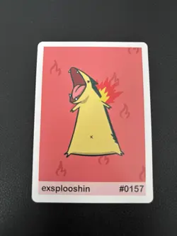 Pookiemoot Gen 2 exsplooshin #0157 Typhlosion Parody Card Fan Art Derpy Pokemon - Image 1