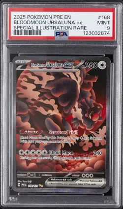 2025 POKEMON PRE EN-PRISMATIC EVOLUTIONS #168 BLOODMOON URSALUNA EX PSA 9 - Image 1