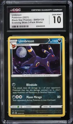 2021 Pokemon Umbreon SWSH129 Sword & Shield Promo Cards Holo CGC 10 - Image 1