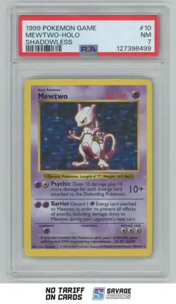 1999 Pokemon Base Set Shadowless Holo Mewtwo PSA 7 #10/102 - Image 1
