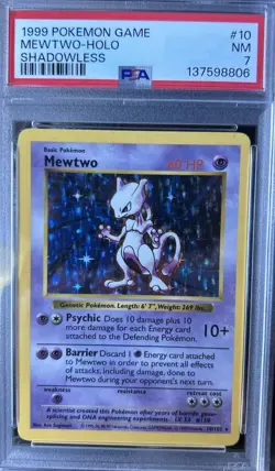 Pokemon PSA 7 Mewtwo Shadowless Holo 1999 10/102 Base Set English 🔥✨ - Image 1