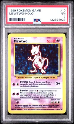 1999 POKEMON BASE SET UNLIMITED #10 MEWTWO-HOLO PSA 7 - Image 1