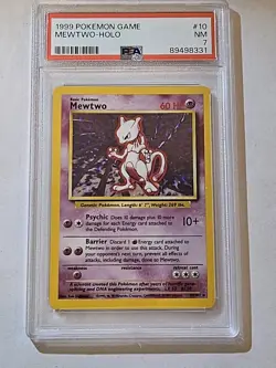1999 POKEMON BASE SET UNLIMITED 10 MEWTWO HOLO PSA 7 Graded Pokemon Card Vintage - Image 1