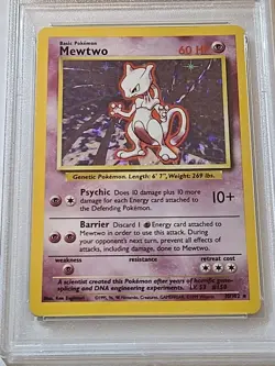1999 POKEMON BASE SET UNLIMITED 10 MEWTWO HOLO PSA 7 Graded Pokemon Card Vintage - Image 4