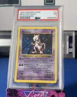 Pokemon PSA 7 Mewtwo Shadowless Holo 1999 10/102 Base Set English - Image 1