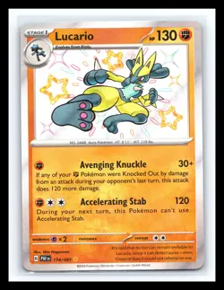 💥 Lucario - # 174/091 Pokemon TCG SV: Paldean Fates Baby Shiny Rare Holo 2024 - Image 1