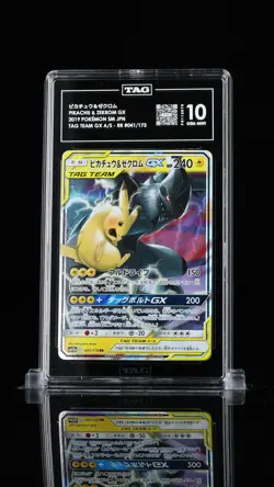 TAG 10 GEM MINT Japanese Pokemon 2019 Pikachu & Zekrom GX 041/173 Tag Team SM12a - Image 1