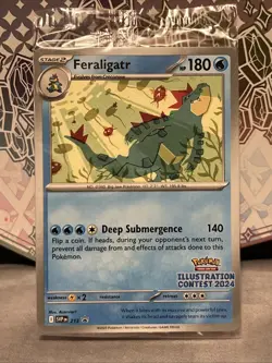 Sealed Pokemon TCG Feraligatr and Pikachu Illustration Contest 2024 Promo Cards - Image 1