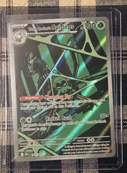 Pokemon TCG Destined Rivals Team Rockets Spidops Illustration Rare Card 187/182 - Image 1