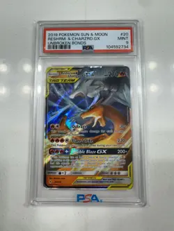 2019 Pokemon Reshiram & Charizard GX Holo Sun Moon Unbroken Bonds 20/214 PSA 9 - Image 1