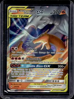 2019 Pokemon SM Unbroken Bonds Reshiram Charizard GX Tag Team Holo #20/214 - Image 1