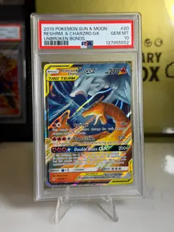 2019 Pokemon Reshiram & Charizard GX Tag Team #20 PSA 10 GEM MINT Unbroken Bonds - Image 1