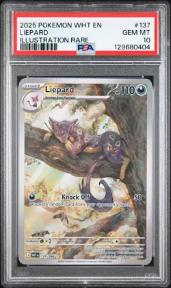 2025 POKEMON WHT EN-WHITE FLARE ILLUSTRATION RARE #137 LIEPARD PSA 10 - Image 1