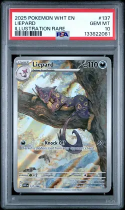 2025 POKEMON WHT EN-WHITE FLARE ILLUSTRATION RARE #137 LIEPARD PSA 10 - Image 1