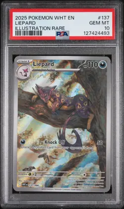 2025 POKEMON WHT EN-WHITE FLARE ILLUSTRATION RARE #137 LIEPARD PSA 10 - Image 1