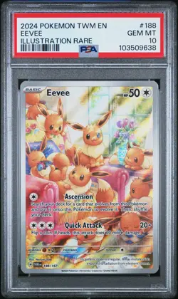 PSA 10 Eevee 188/167 Twilight Masquerade Illustration Rare Pokemon Card - Image 1