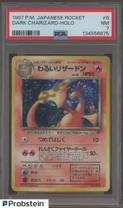 1997 Pokemon Japanese Rocket #6 Dark Charizard Holo PSA 7 NM - Image 1