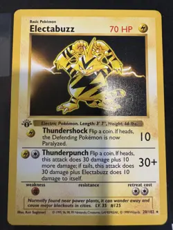 1999 WOTC POKEMON GAME BASE SET 1ST EDITION ELECTABUZZ 20/102 NON-HOLO RARE MP - Image 1