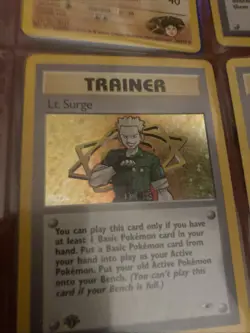 Pokemon Lt. Surge TCG 017/132 Gym Heroes Trainer Holo Rare Swirl - Image 1