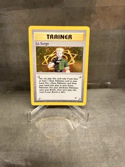 Pokemon TCG Lt. Surge Trainer Holo Card 017/132 Gym Heroes Series - Image 1