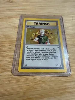 Pokemon TCG Lt. Surge 017/132 Gym Heroes Trainer Holo Rare LP - Image 2